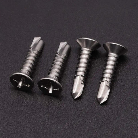 Size 10 By 1 Inch Stainless Steel 410 Self Tapping Screws For Metal With Self Drilling Countersunk Flat Head Phillips Drive 100 Pack