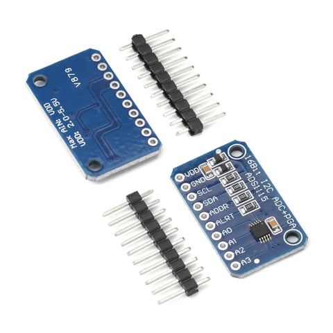 Four Channel ADS1115 16 Bit Analog To Digital Converter With I2C Interface And Programmable Gain Amplifier for Arduino Pi