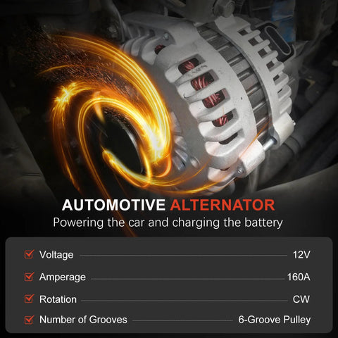 160A 12V High Output Alternator for 2.4L Chrysler 200 2015 2017 Fiat 500X 2016 2018 Jeep Cherokee Compass Renegade 2014 2018 and Ram ProMaster City 2015 2022 Replaces 56029624AB 56029624AC A002TX3581ZE A2TX3581ZE installed view