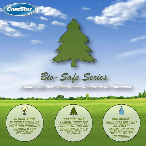 ComStar Bio-Safe Series promotional image with green pine tree icon indicating environmentally friendly products.