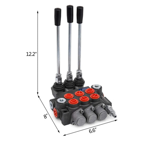 Three Spool Hydraulic Control Valve 11 GPM Double Acting Directional Valve For Tractors And Loaders With Cast Iron Body 3600 PSI