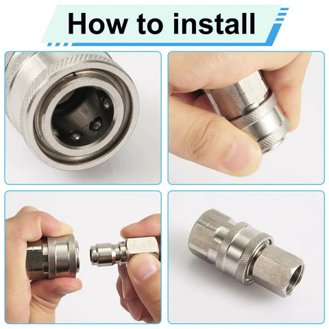How to install Ten Pieces Stainless Steel Pressure Washer Quick Disconnect Fittings Set For One Quarter Inch Hoses