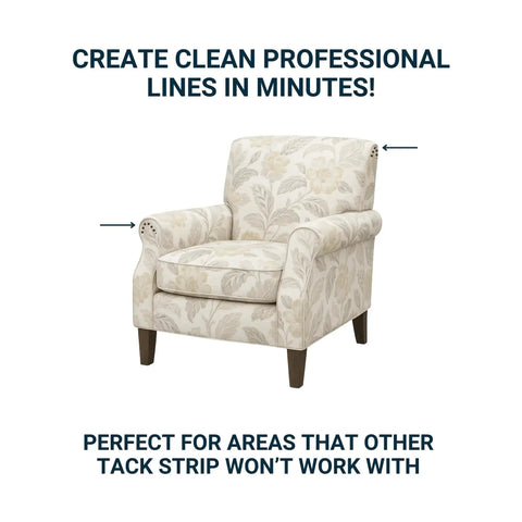 Beige floral armchair highlighting use of Twenty Foot Metal Flexible Tack Strip For Upholstery With Curve Easy Grip Pro Grade Upholstery Supply For Reupholstering Curves Edges And Cushions Now.