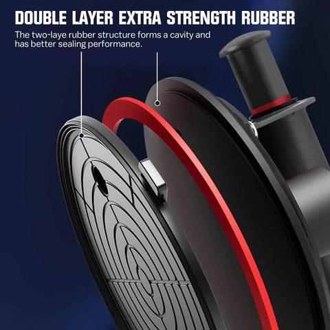Close-up of 8 Inch Glass Suction Cups Set For Lifting Large Glass Up To 617 Pounds showing double layer rubber seal with gauge.