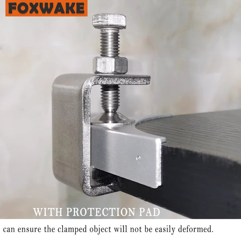 Foxwake stainless steel mini C-clamp, 1-inch jaw, desk-edge mount with protective pads