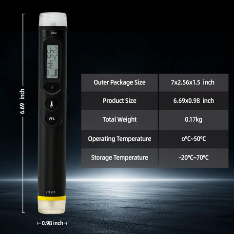 TFN 3-in-1 fiber optic tester with LCD display and VFL, 30km locator, black handheld with yellow band, FC/LC adapter