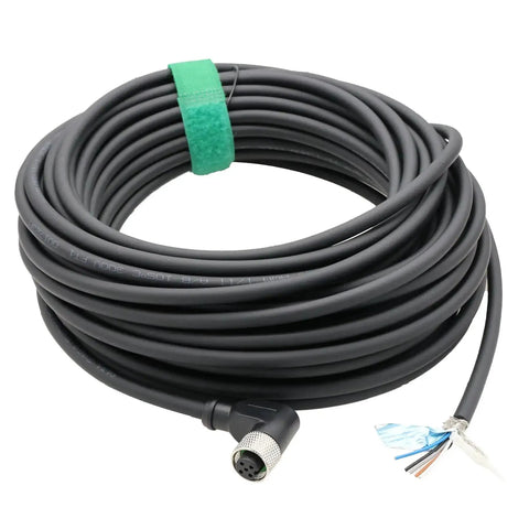 M12 A Coded 5 Pin Female Actuator Sensor Data Cable 15 Meter Long Right Angle Connector To Bare Wire Leads