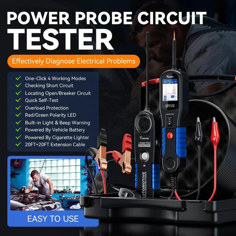Pro Grade Automotive Power Circuit Probe Tester Upgrade Kit With 30 Back Probe Leads, featuring multiple tools and display