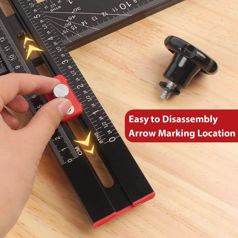 4-In-1 Aluminum Drilling Positioning Ruler 16 Inch Multifunctional T Square Ruler With Adjustable Marking Gauge Tool shown in use