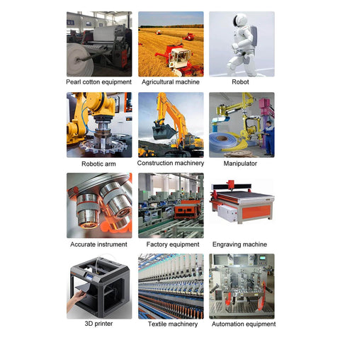 Collage of machinery: pearl cotton equipment, agricultural machine, robot, robotic arm, construction machinery, manipulator, and more.