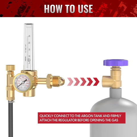 Welder Gas Regulator With Flow Meter For Argon Helium And CO2 Tanks Zero To Sixty CFH Flow Range MIG TIG Compatible ARG 2
