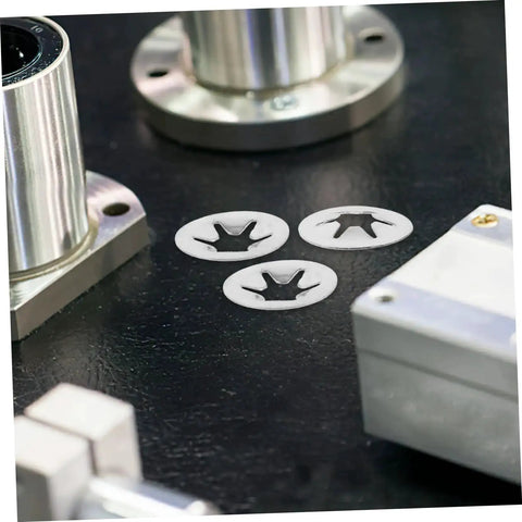 Close-up of Stainless Steel Retaining Ring Assortment Kit With 30 Pieces Heavy Duty Snap Ring Sets and Bearing Clamps for machinery.