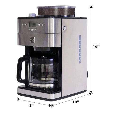 Grind And Brew Coffee Maker With Burr Grinder For Consistent Flavor, 12 Cup Programmable Timer, stainless steel, side view