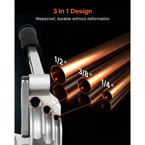 3 In 1 Tube Bender For Copper And Aluminum Pipes, Handy Manual Level Bending Tool For One Quarter, Three Eighths, And One Half Inch OD