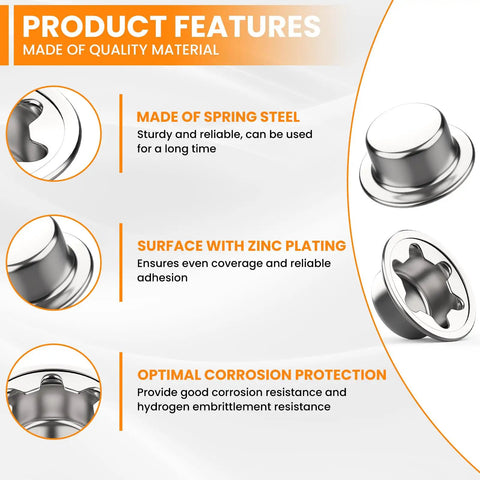 2 Piece Spring Steel Push On Pushnut Cap Stud Five Eighth Inch Axle Fastener With Zinc Finish For Rolling Bins Lawn Wagons And Hand Trucks A Tough Cotter Pin Replacement features