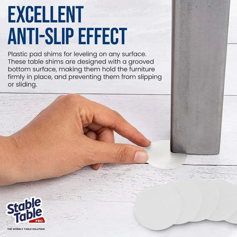 Clear Circular Table Leg Wedges For Wobble Free Furniture Non Slip Rubber Levelers placed under table leg