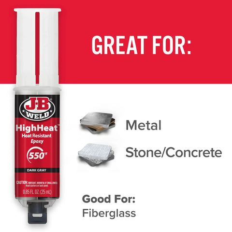 High Heat Epoxy Syringe Kit for Metal and Plastic Repairs, 1:1 Two-Part Formula in Dark Grey, Bonds Up To 550°F