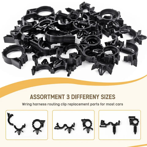 180 Piece Nylon Universal Cable Tie Buckle Set With Push Mount Zip Ties And Wire Loom Routing Clips assorted in different sizes