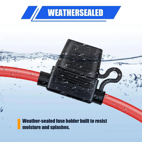 Weather-sealed 10 Gauge Inline Fuse Holder 40A Four Pack For 12V Cars Trucks Boats with durable 10 AWG tinned copper wiring.
