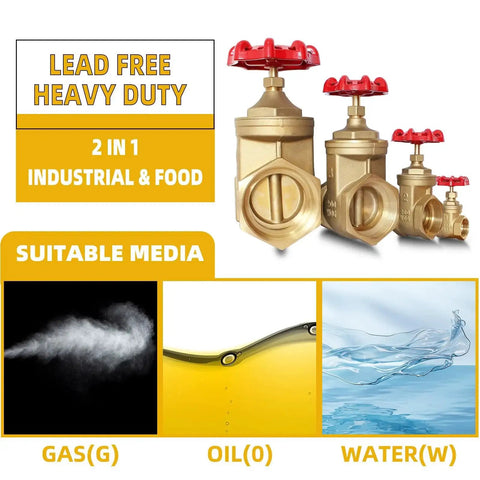 Brass Gate Valve Half Inch NPT Heavy Duty Female X Female Thread Manual Rotary Valve With Wheel Handle for gas, oil, water.