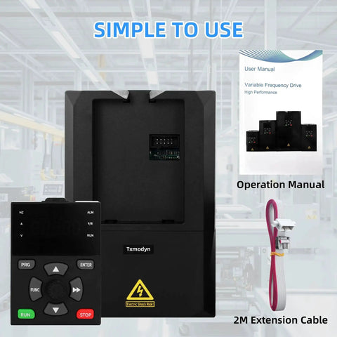 Beefy 7.5KW 10HP VFD Variable Frequency Drive 380 To 440V with remote, manual, extension cable in industrial setting