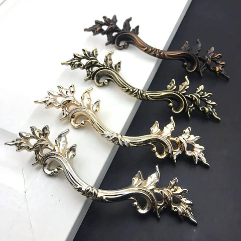 Brown European Style Vintage Drawer Pulls Set Of 2 for cabinets, doors, dressers, and closets, zinc alloy, showing various finishes