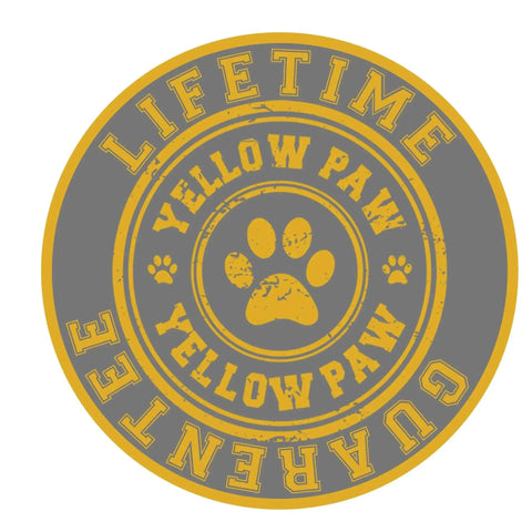 Yellow Paw logo on a circular gray and yellow badge with Lifetime Guarantee text