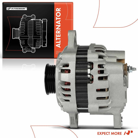 Beefed Up 12V 55A Alternator With 4 Groove Clockwise Pulley For Chevrolet Metro Geo Metro Tracker GMC Tracker Suzuki Sidekick Swift X90 Pontiac Firefly Sunrunner And More Replacement Part shown in box packaging