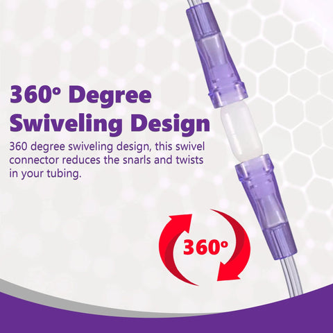 Oxygen tubing swivel connector, 10-pack, purple plastic cannula connectors with 360-degree swivel design