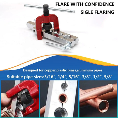 Close-up of brake line flare tool for 3/16 Inch Brake Line Kit 25 Ft Zinc Plated Fittings, Bender, Flare Tool Cutter