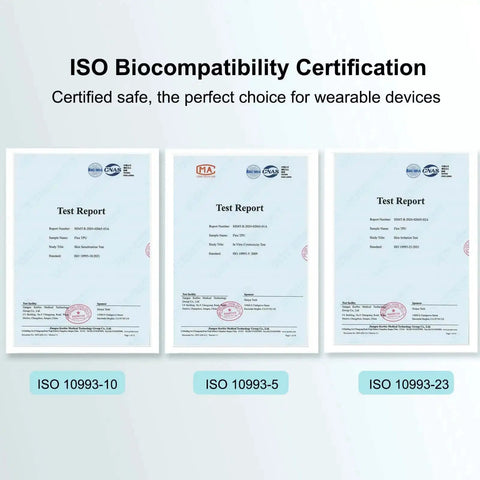 ISO Biocompatibility Certification documents for Flex TPU Filament 85A Shore ISO 10993 Tested Ultra Flexible And Tough.