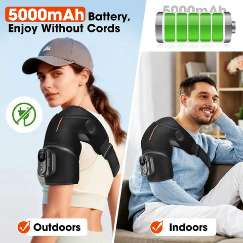 Cordless Shoulder Heating Pad With Massage And Remote Control for men and women indoors and outdoors with 5000mAh battery