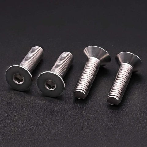 Heavy Duty 5/16-18 Inch Flat Head Socket Cap Screws, 1 Inch Long, 20 Pack, UNC Coarse Thread, 304 Stainless Steel on black background