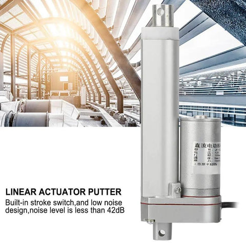 100mm Stroke DC 12V Electric Linear Actuator Putter for Doors and Windows, shown in an industrial setting