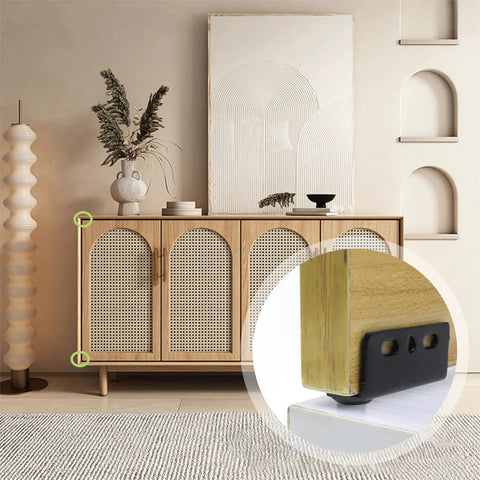 Concealed Shaft Cabinet Door Pivot Hinges in Iron Black, installed on wooden cabinet door, showing low profile design and durability.