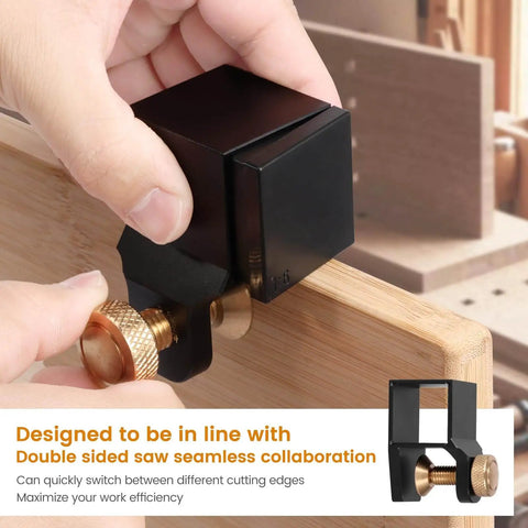 Aluminum Alloy Dovetail Jig Marker Gauge With Eight Modules, Magnetic Woodworking Marking Tool in use on wood surface