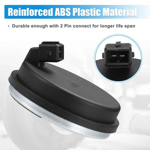 Close-up of Two Pack Rear Wheel ABS Speed Sensor Cap 58980C1100 with 2-pin connector, reinforced ABS plastic for Hyundai and Kia.