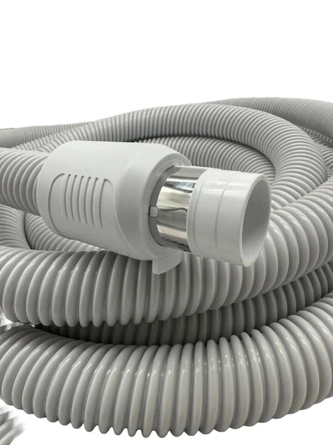 Close-up of 35 Foot Central Vacuum Hose with On Off Switch Crushproof Material 360 Degree Swivel Handle and Low Voltage Control
