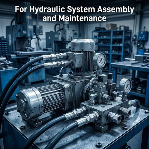 QWORK hydraulic hose fittings 12-pack, 3/8 in JIC 37 deg female swivel crimp, precision steel connectors.