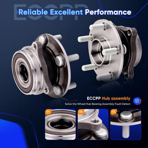 Front Left Right Wheel Hub And Bearing Assembly OE 513287 For Lexus CT200h 2011 To 2017 Toyota Prius 2010 To 2015 Prius Plug In 2012 To 2015 With ABS Tone Ring Sensor 5 Lug One Piece Replacement