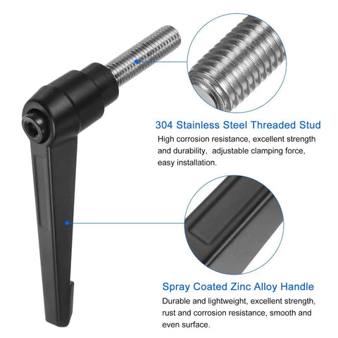 Close-up of 4 Pack Clamping Lever Handles M12 X 40Mm With 304 Stainless Steel Threaded Male Studs Adjustable Locking Quick Release