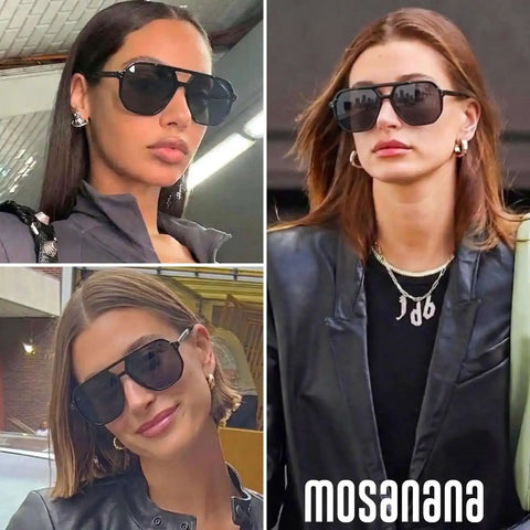 Aviator Sunglasses For Women And Men Polarized Black UV Protection Dope Unisex Shades with fashionable oversized design.