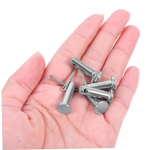 Stainless Steel Alignment Pins Set With Flat Cylindrical Design For Machinery Furniture And Electronics Easy To Install Through Precise Hole Positioning Durable Rust Resistant Headpins For Stable Positioning In Tools And Projects resting on a hand, showcasing size and material.