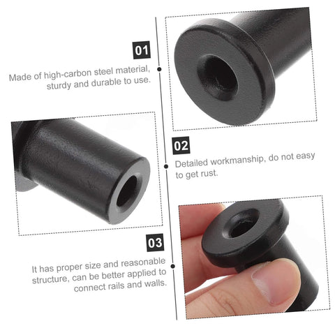 Close-up of Five Piece Barn Door Track Spacers Kit Wall Mount Connectors For Rustic Basement Sliding Doors Black Replacement Pro Grade Hardware