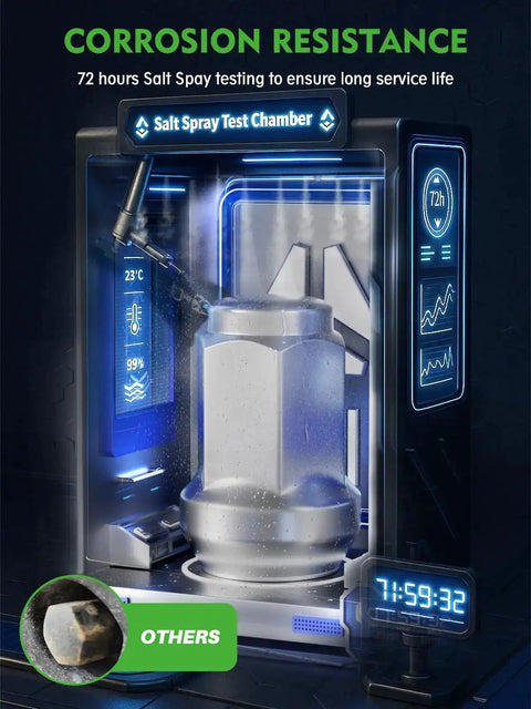 Chrome Closed End Lug Nuts 20 Pack With Half Inch By Twenty Thread corroding test in salt spray chamber for durability