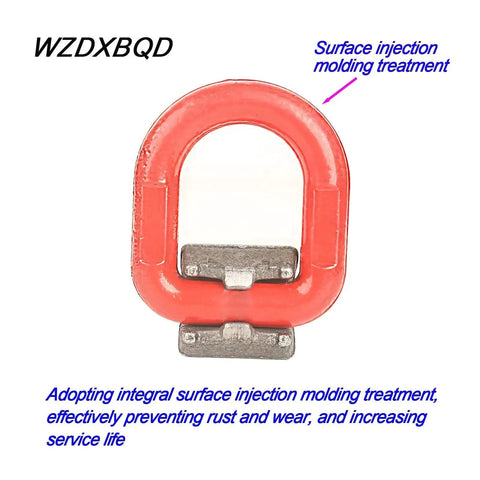 3.15 Ton Heavy Duty Welded Lifting Ring G80 Forged Alloy Steel D Ring Attachment, front view, surface injection treatment.