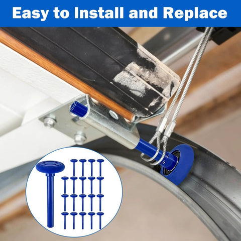 Blue 20 Pack 2 Inch Nylon Garage Door Rollers With 4 Inch Nylon Stem Ultra Quiet Smooth Operation Double Seal 6200 2RS Bearings