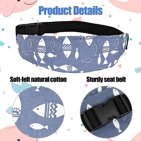 Two Pack Baby Head Support For Car Seat And Stroller Cozy Soft Breathable Cotton Neck Support With Fish Pattern Blue Design