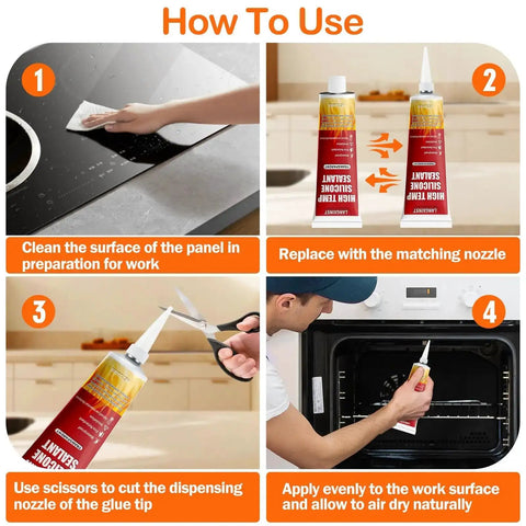 Step-by-step guide on using Extreme Heat Silicone Sealant For Grills And Ovens, Waterproof And Insulating Adhesive