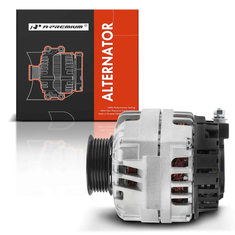 Side view of 100 Amp 12V Clockwise Alternator With 6 Groove Pulley For Chevrolet Colorado 2004 2006 GMC Canyon 2004 2006